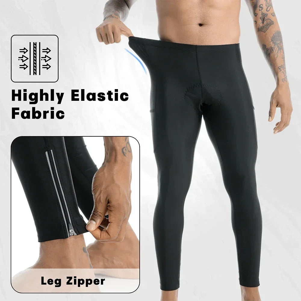 X-TIGER Men's 5D Gel Padded Cycling Tights with Leg Zippers