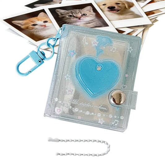 Mini Heart Keychain Photo Album – 24 Pocket PVC Picture Holder Keychain Photo Album Oasis Select