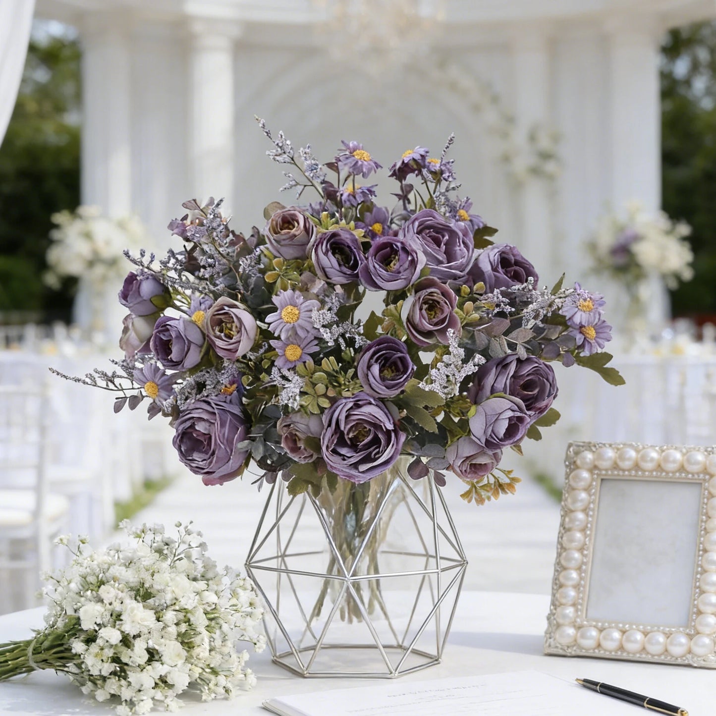 Silk Rose & Sunflower Artificial Bouquet | Wedding & Home Décor