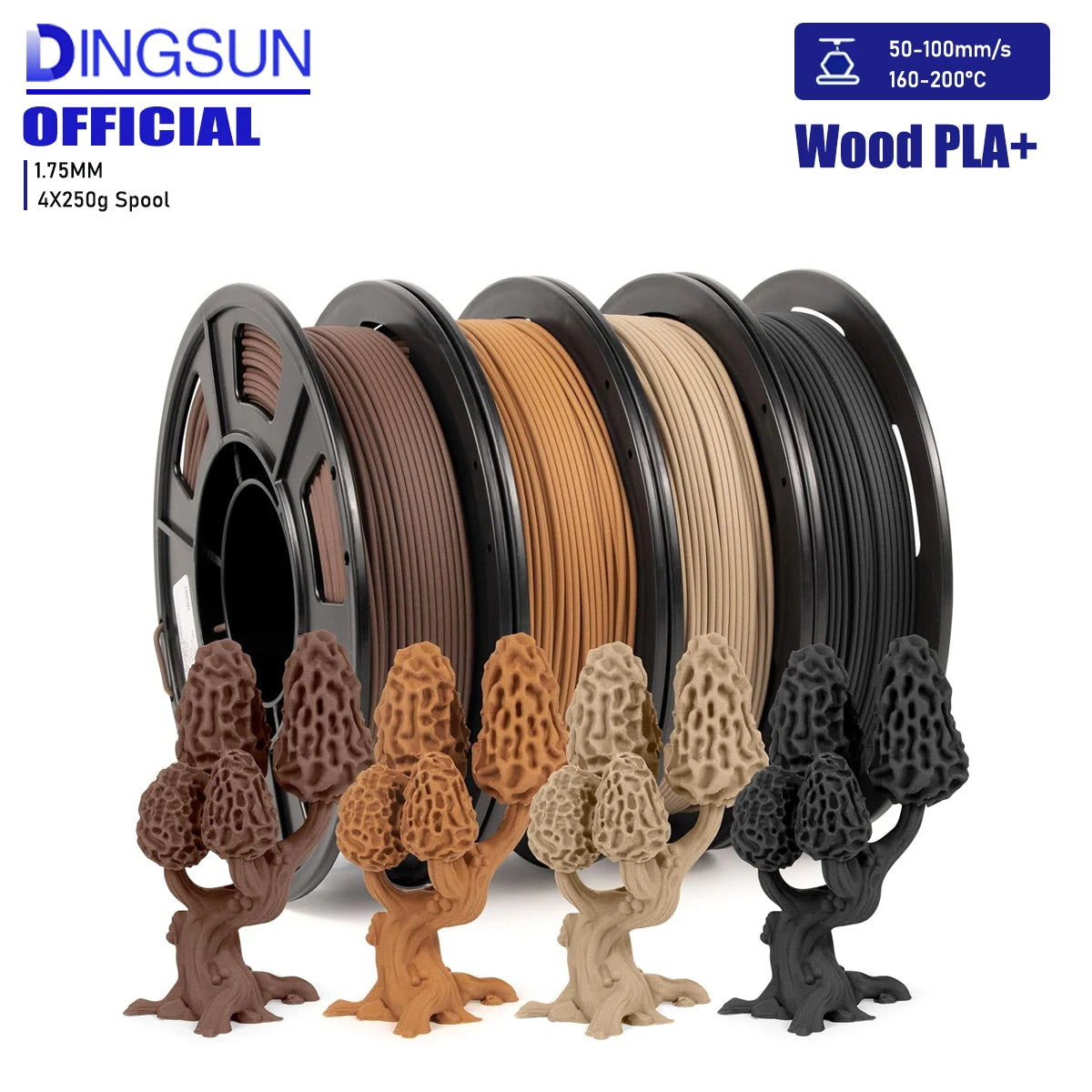 Wood PLA+ Filament 1.75mm | 250g–1000g Spool ±0.03mm