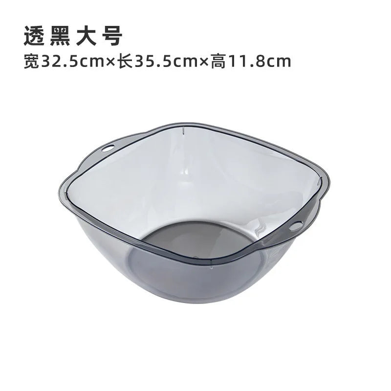 Washstand Transparent Thickened Washbasin Household Large Plastic Wash Basin Dormitory Student Washbasin Baby Foot Wash Basin Peaceful Pleasures Health and Wellness gray-L