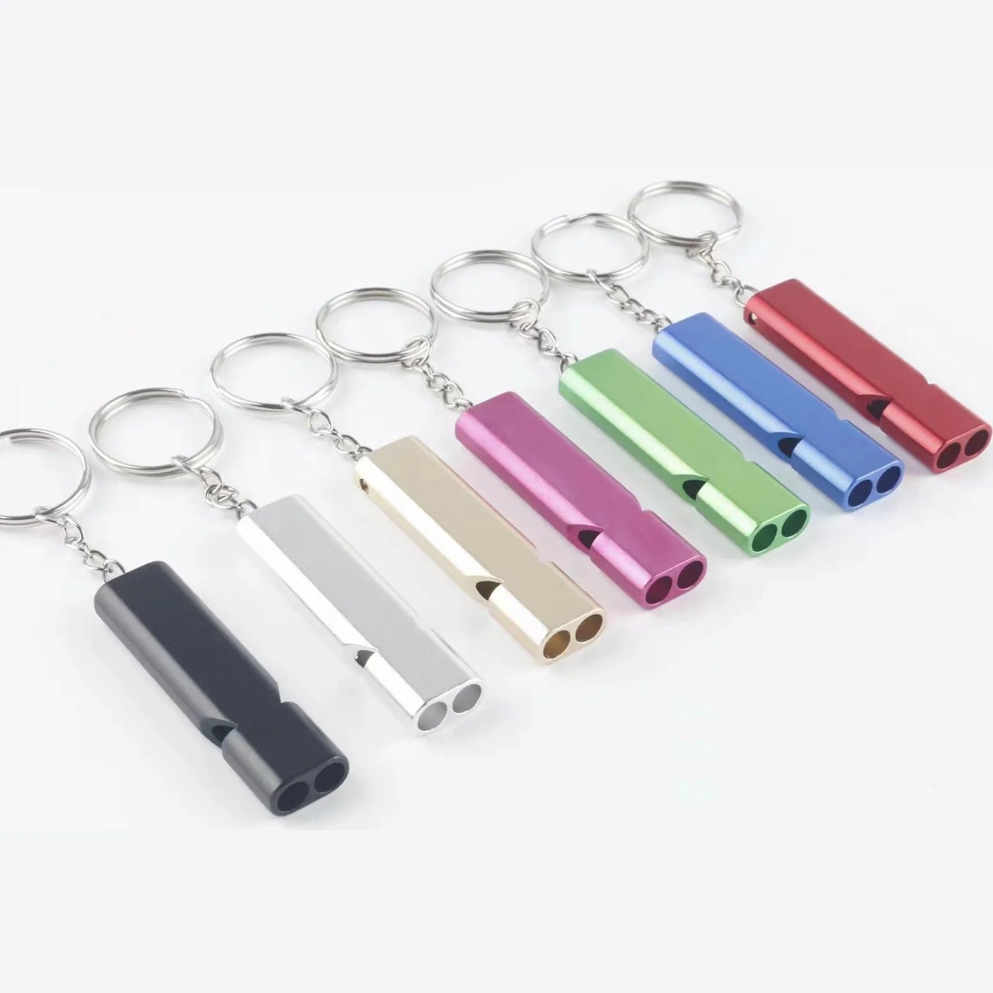 Whistle Flat Aluminum Alloy Dual Frequency Survival Double Tube Outdoor Survival Survival Whistle Equipment Equipped EDC Tool Peaceful Pleasures Health and Wellness