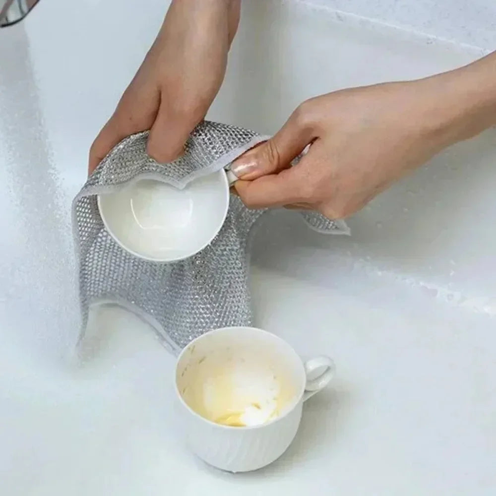 Household Cleaning Brushes 3/5/10PCS Silver Cleaning Cloth Magic Dish Towel All for Kitchen and Home Scrub Daddy Rust Removal Peaceful Pleasures Health and Wellness