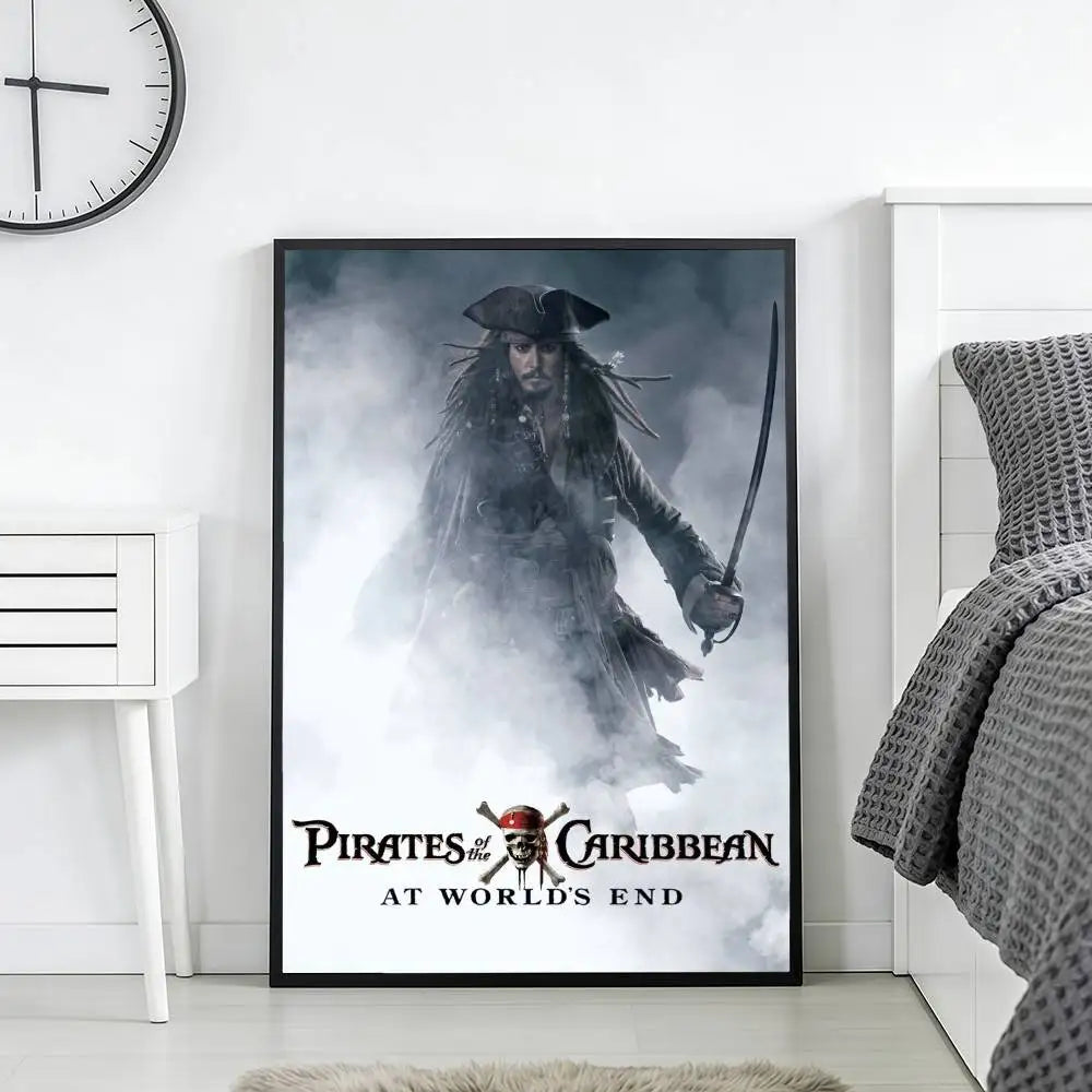 Pirates of the Caribbean Retro Canvas Wall Art Print | Unframed