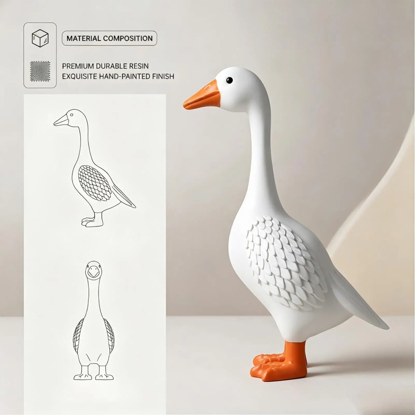 Resin Porch Goose Statue – Outdoor Garden & Yard Decor