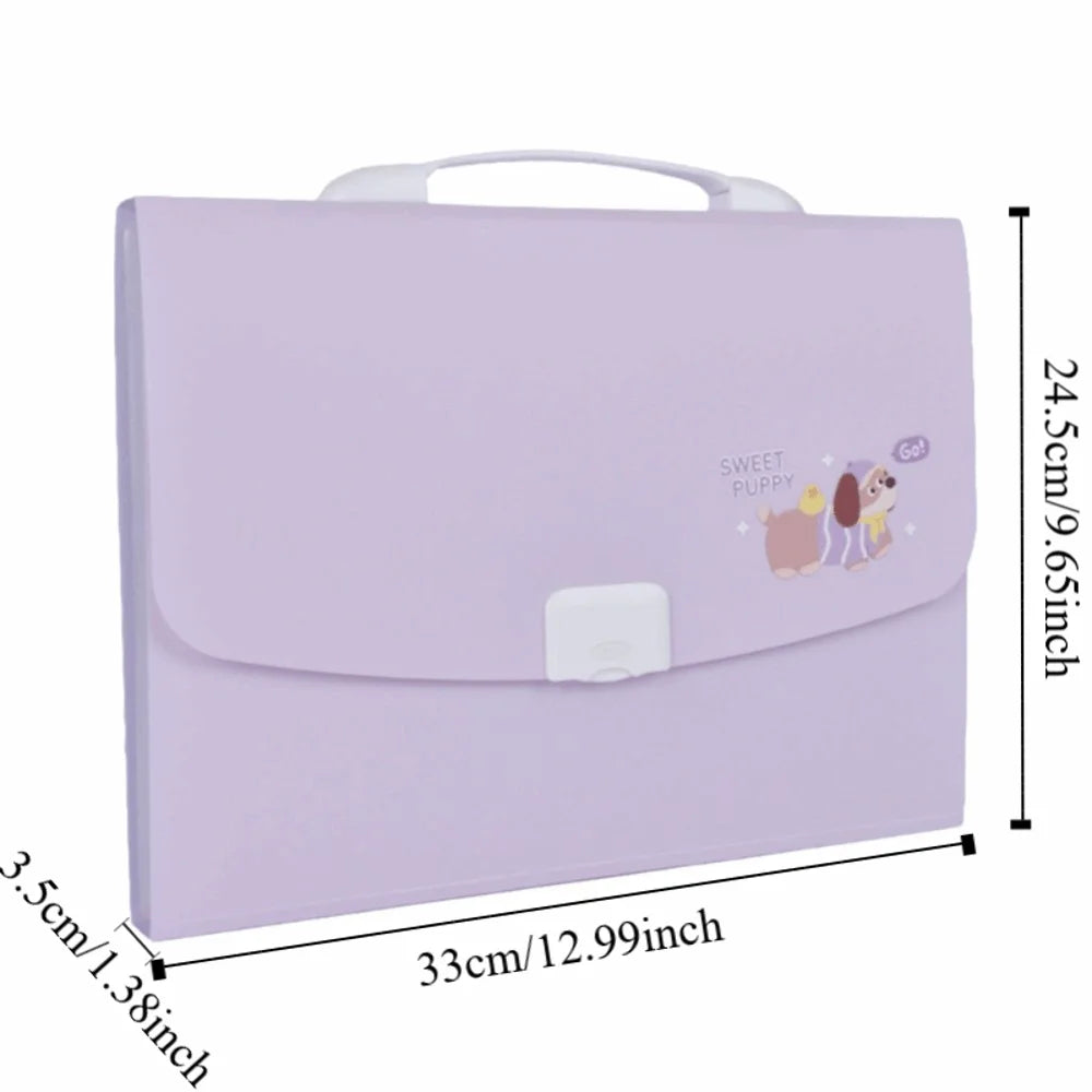 13 Pockets Expanding File Folder a4 Size Multi-Layer Paper Document Storage Holder Cartoon with Handle Portable Organ Bag Peaceful Pleasures Health and Wellness