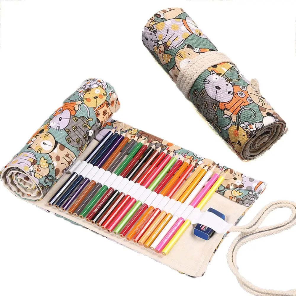 Boys Girls Creative Cute Cat Large Capacity Canvas School Supplies Pen Bag Pencil Bags Pencil Case Stationery Pouch Peaceful Pleasures Health and Wellness