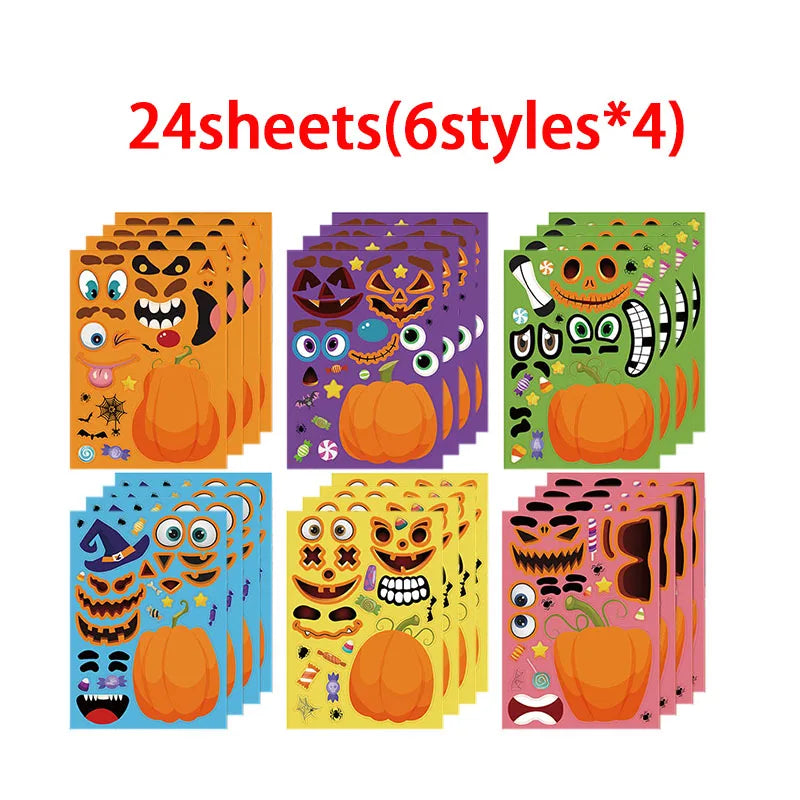 Funny Make Pumpkin Stickers Kids Toddlers 14 Different Designs Face