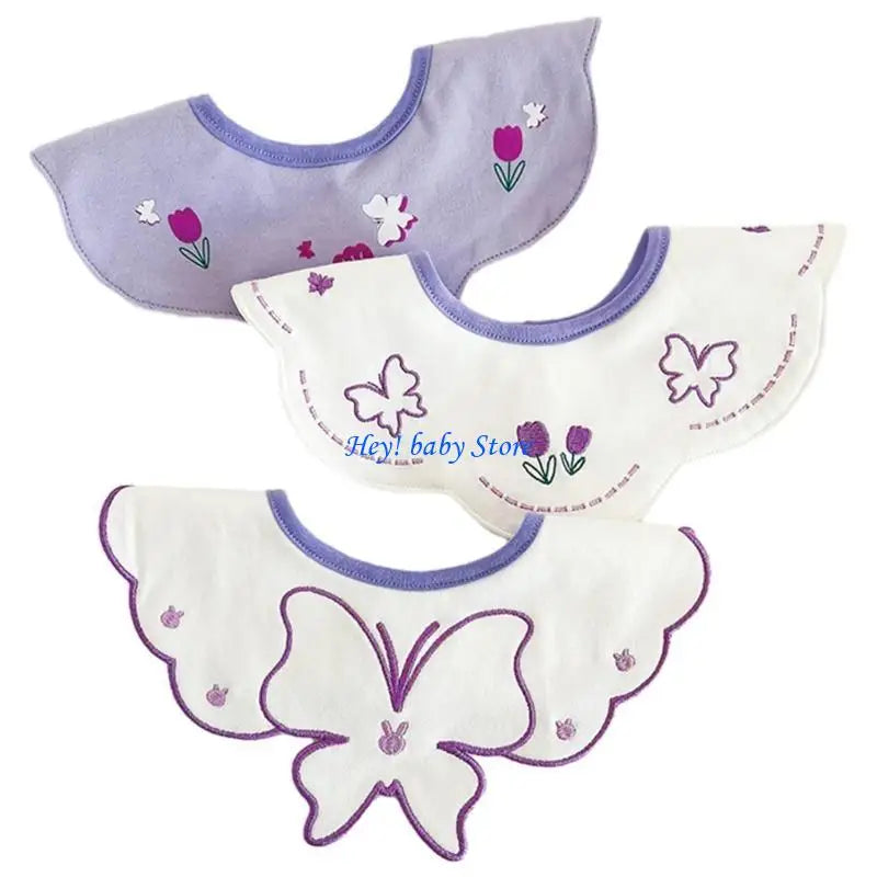 3-Pack Cotton Baby Bibs & Burp Cloths for Infants | Waterproof