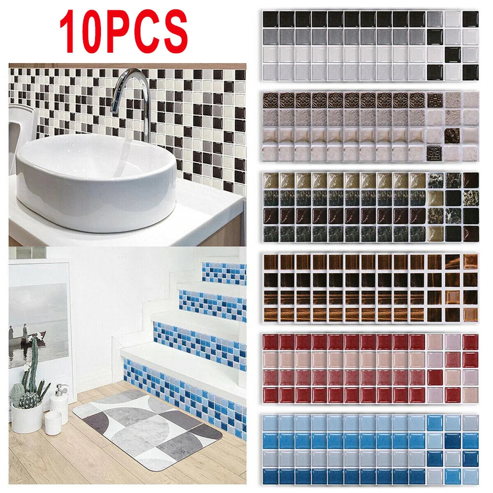 Self-adhesive Mosaic Tile Stickers Stick Bathroom Kitchen Wall Decal