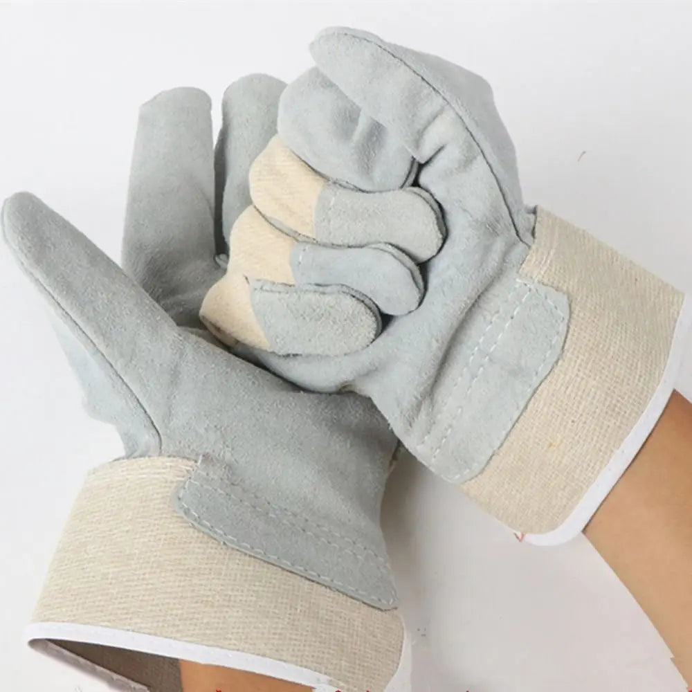 1 Pair Abrasion Resistant Leather Welding Gloves Labor Protection Thickened Cowhide Work Gloves Heat Resistant Comfortable Peaceful Pleasures Health and Wellness
