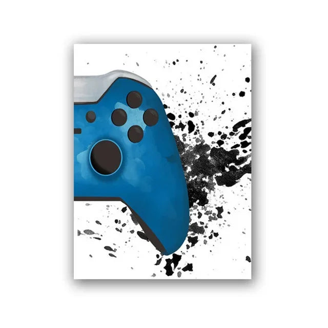 Minimalist Gamepad Controller Canvas Poster Modern Gaming Room Wall Art Print for Gamer Bedroom Home Decoration Peaceful Pleasures Health and Wellness SKU-7 20x30cm Unframed