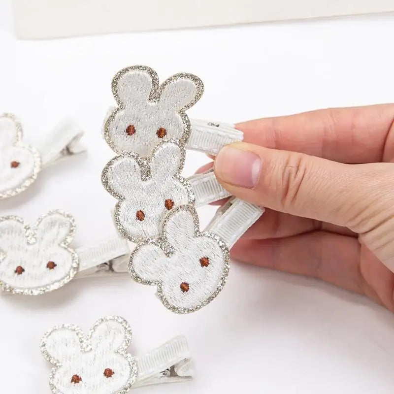 Embroidered Rabbit Hair Clips for Girls – Cute Barrettes Pair