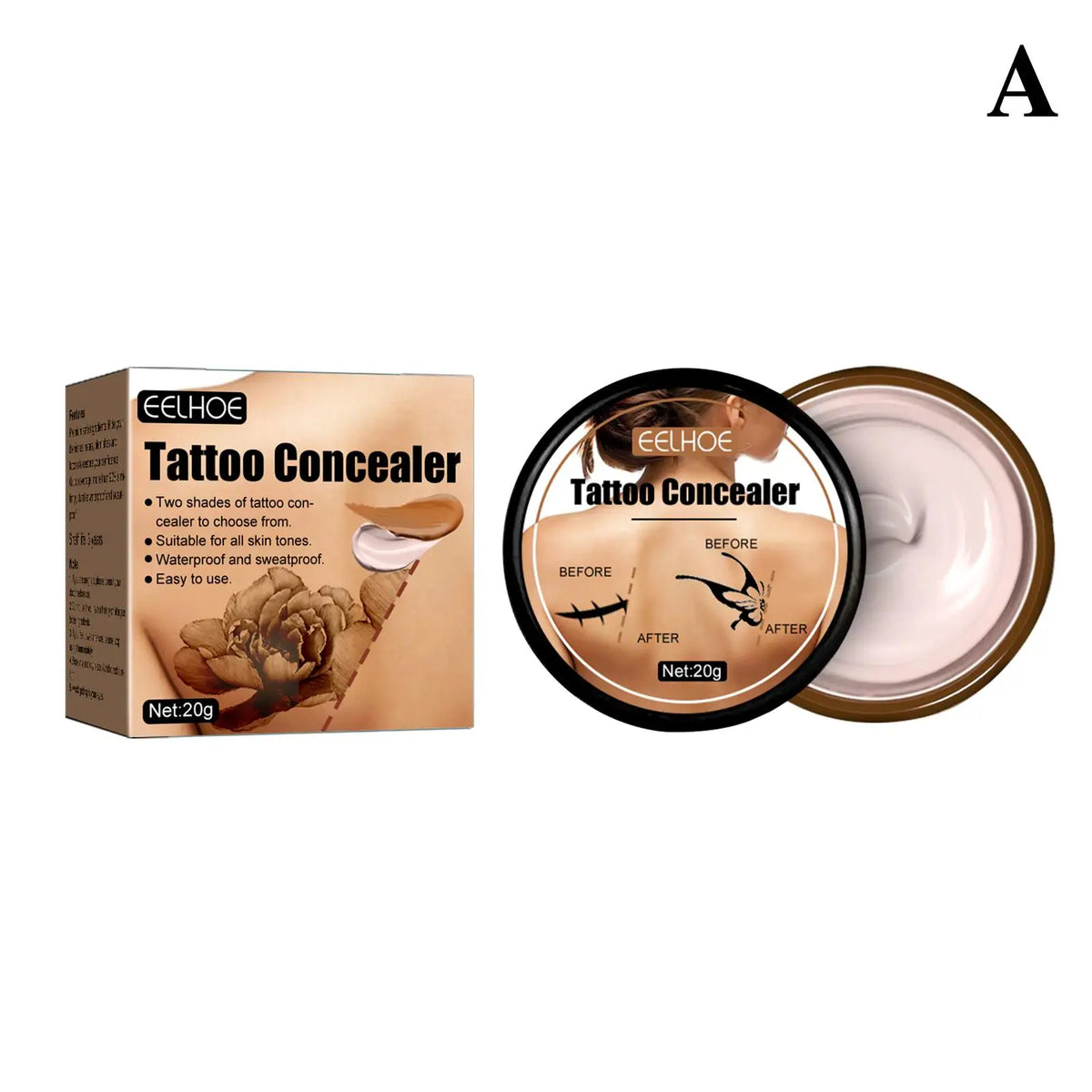 Waterproof Tattoo Concealer Cover Scar Makeup Brighten Foundation Cream Freckle Birthmarks Cover Concealer Body Coverage Cream Peaceful Pleasures Health and Wellness light