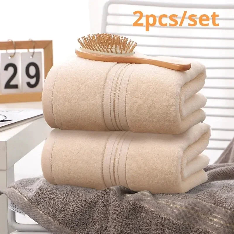 100% Cotton Embroidered Face Towels – Soft & Absorbent 2-Pack Cotton Face Towels Peaceful Pleasures Health and Wellness 2pcs Beige 70x140cm 1pc