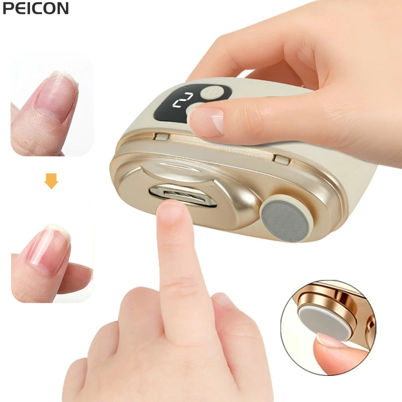 Electric Nail Clipper Rechargeable Electric Nail Trimmer Mini Portable Electric Fingernail Cutter Nail Polisher with Lighting Peaceful Pleasures Health and Wellness