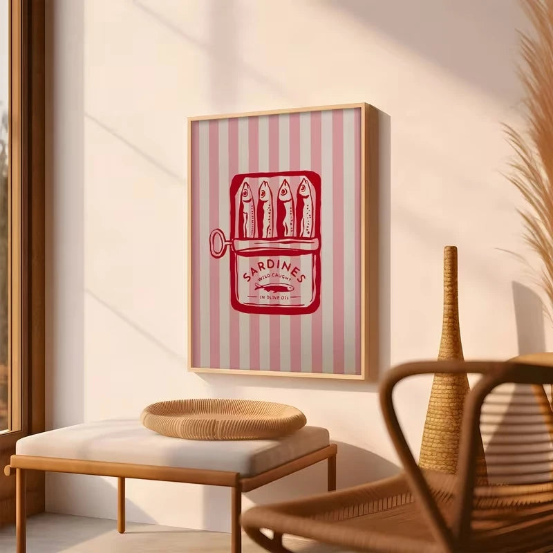 Modern Pink Red Typographic Canvas Wall Art Print | Home Decor