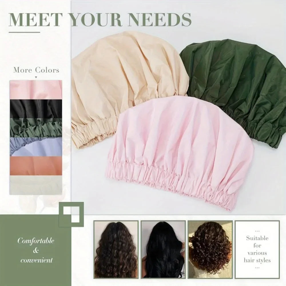 Women's Soft Double Layer Bonnet – Adjustable Sleep & Shower Cap