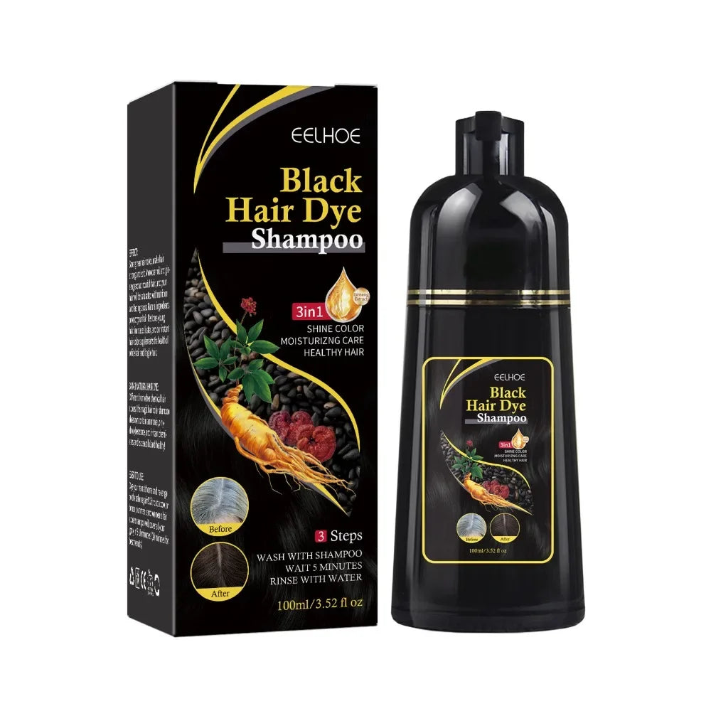 100ml Natural Herbal Hair Dye Shampoo 3 in 1 Hair Color Shampoo for Gary Hair Dark Brown Black for Women & Men Grey Coverage Peaceful Pleasures Health and Wellness Black