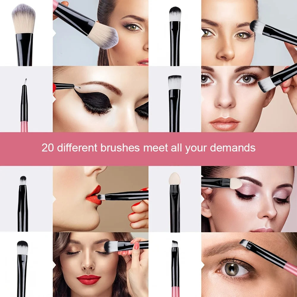 RUNTOIN 20Pc Makeup Brush Set – Soft Eye & Face Brushes Kit