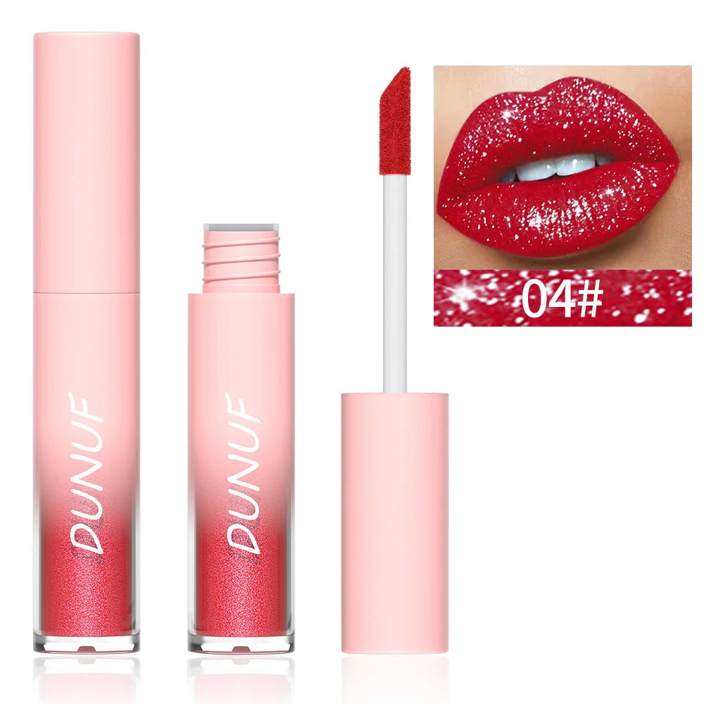 DUNUF Glitter Lip Gloss 18 Colors | Diamond Shimmer Liquid Lipstick