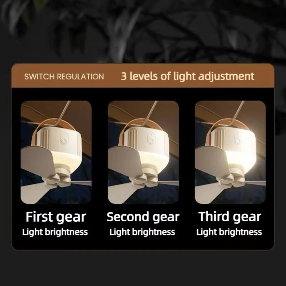 Rechargeable Hanging Ceiling Fan with LED Light & Remote Control