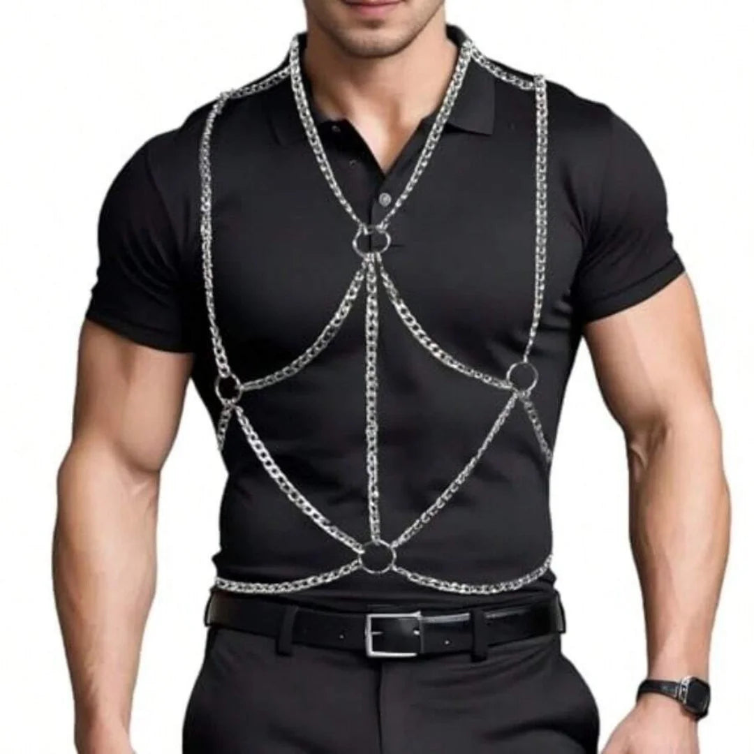 Rock Multilayer Metal Tassels Waist Belly Chain Necklace Men Punk