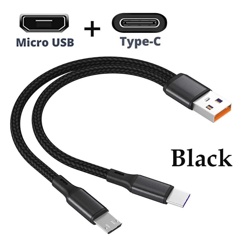 5A 2-in-1 Fast Charging Cable USB to Type-C & Micro USB 1.2m