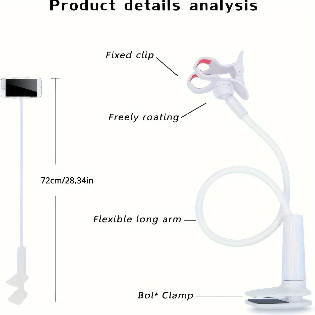 Flexible Gooseneck Phone Holder – Long Arm Clamp Mount Stand