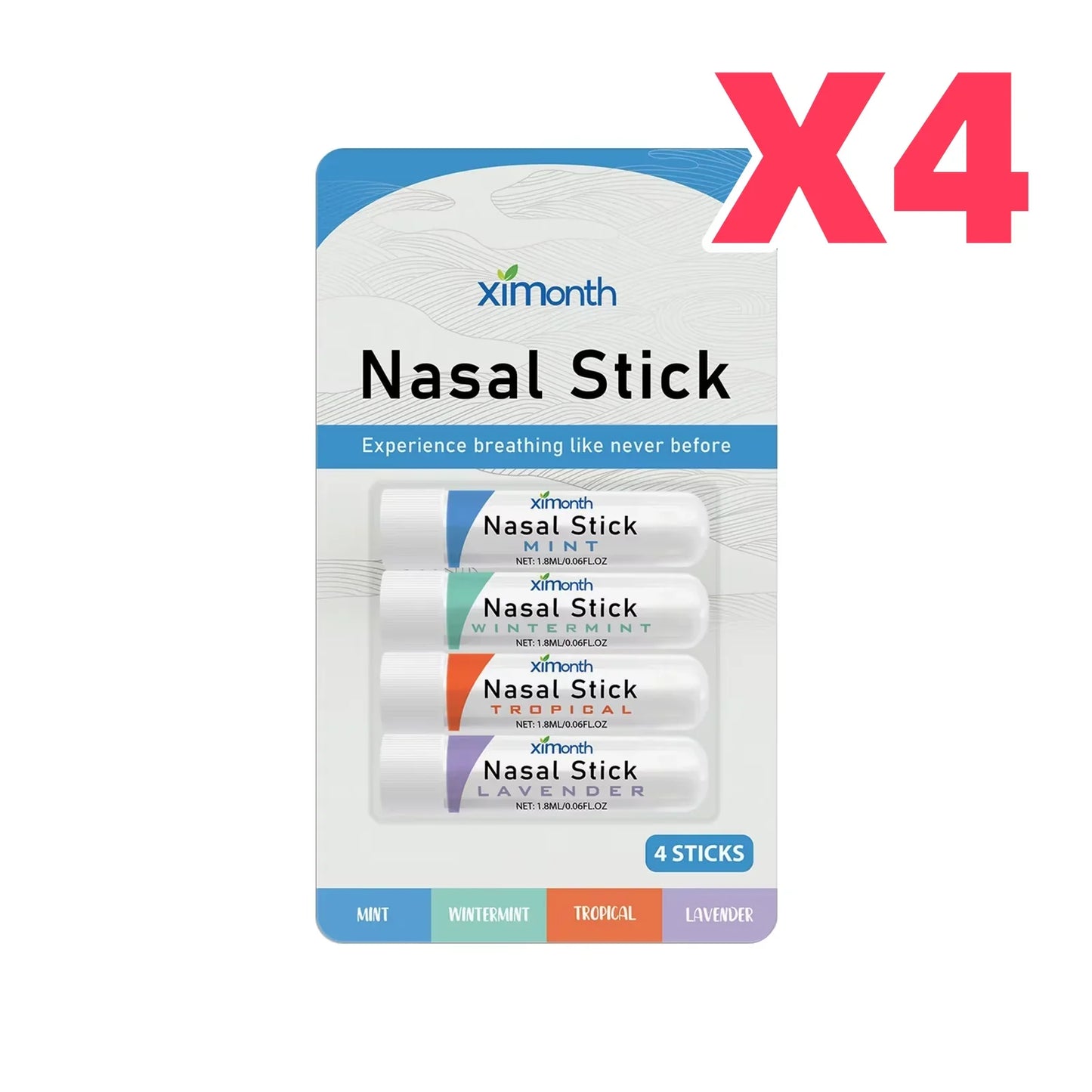 Aromatherapy Nasal Inhaler Sticks 4-Pack | Cooling Essential Oil
