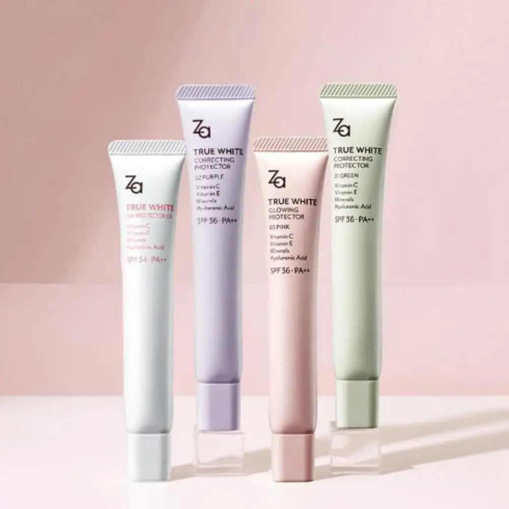 Za True White Glowing Correcting Protector Vitamin C E Minerals Hyaluronic Acid SPF36 PA++ Original Face Whiten Sunscreen Cream Peaceful Pleasures Health and Wellness