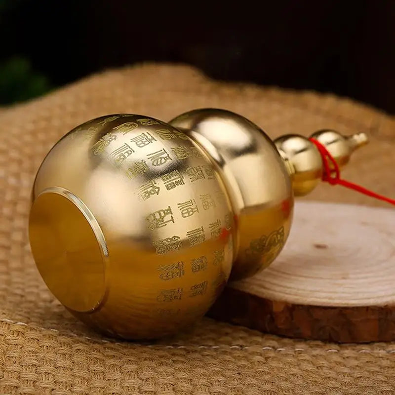 Chinese Feng Shui Open-Top Brass Gourd for Wealth Desktop Decoration Peaceful Pleasures Health and Wellness