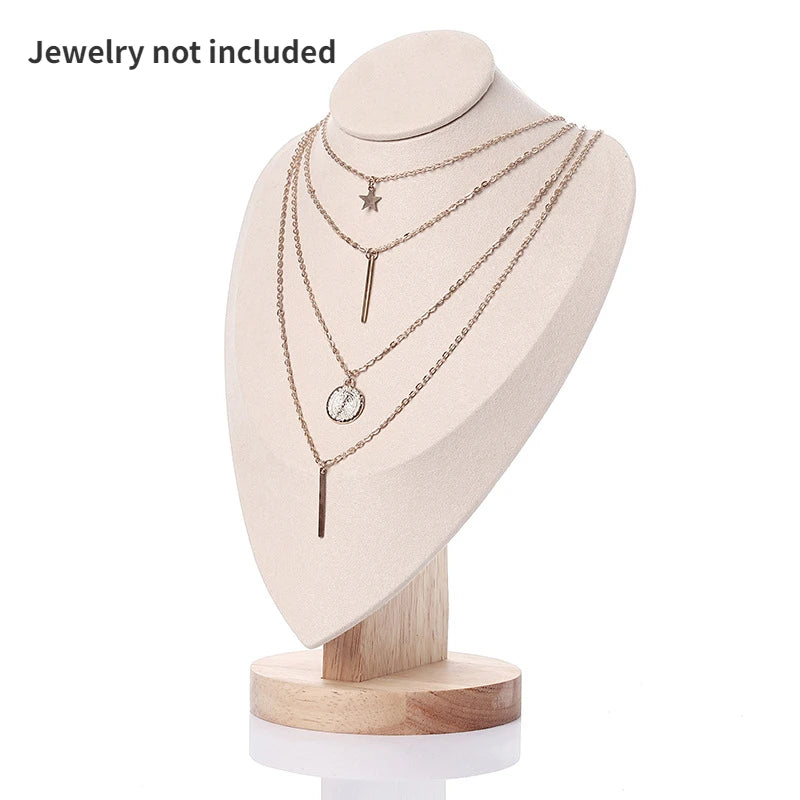 Model Bust Show Exhibitor Velvet Jewelry Display Necklace Pendants Mannequin Jewelry Stand Organizer 3 Colors Peaceful Pleasures Health and Wellness Beige L