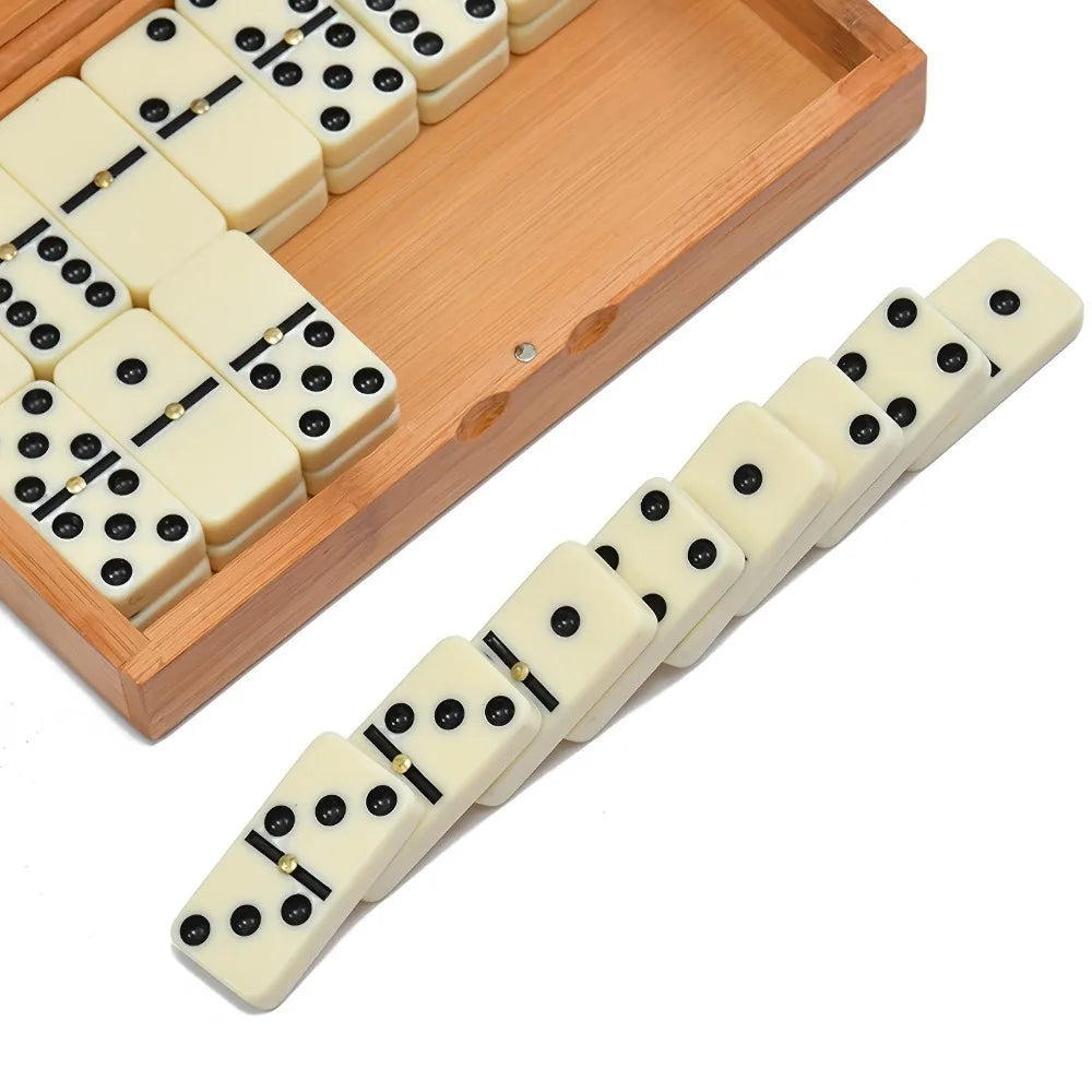 Premium Wooden Domino Game Set, 28PCS Classic Double Six Dominoes for Family Block & Draw Travel & Portable Table Game Peaceful Pleasures Health and Wellness