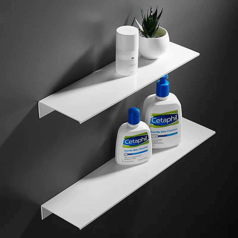 Modern Brushed Metal Dual Tier Bathroom Wall Shelf | Gold Black
