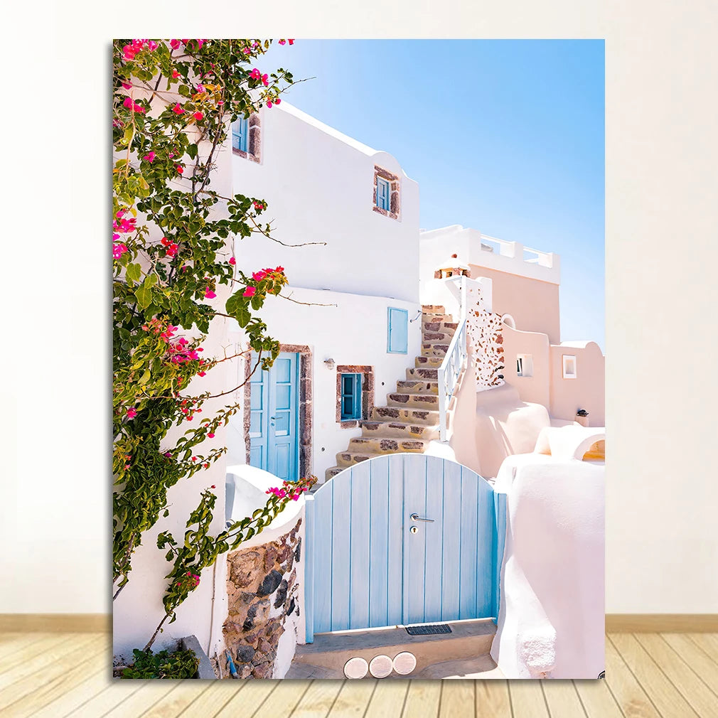 Greek Island Santorini Minimalist Canvas Wall Art | Travel Poster