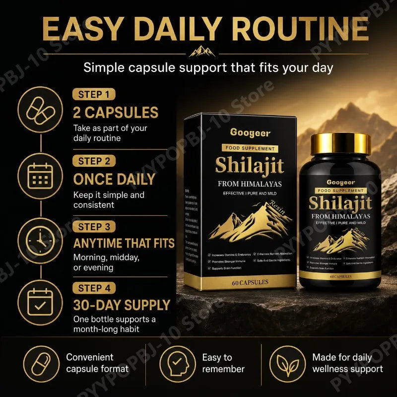 Googeer Himalayan Shilajit Capsules 60ct | Brain & Nutrient Support