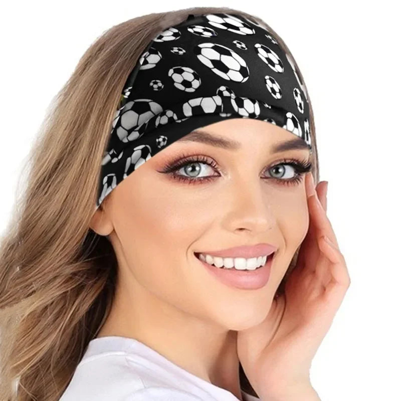 Women's Soccer Print Sports Headband | Elastic Sweatband