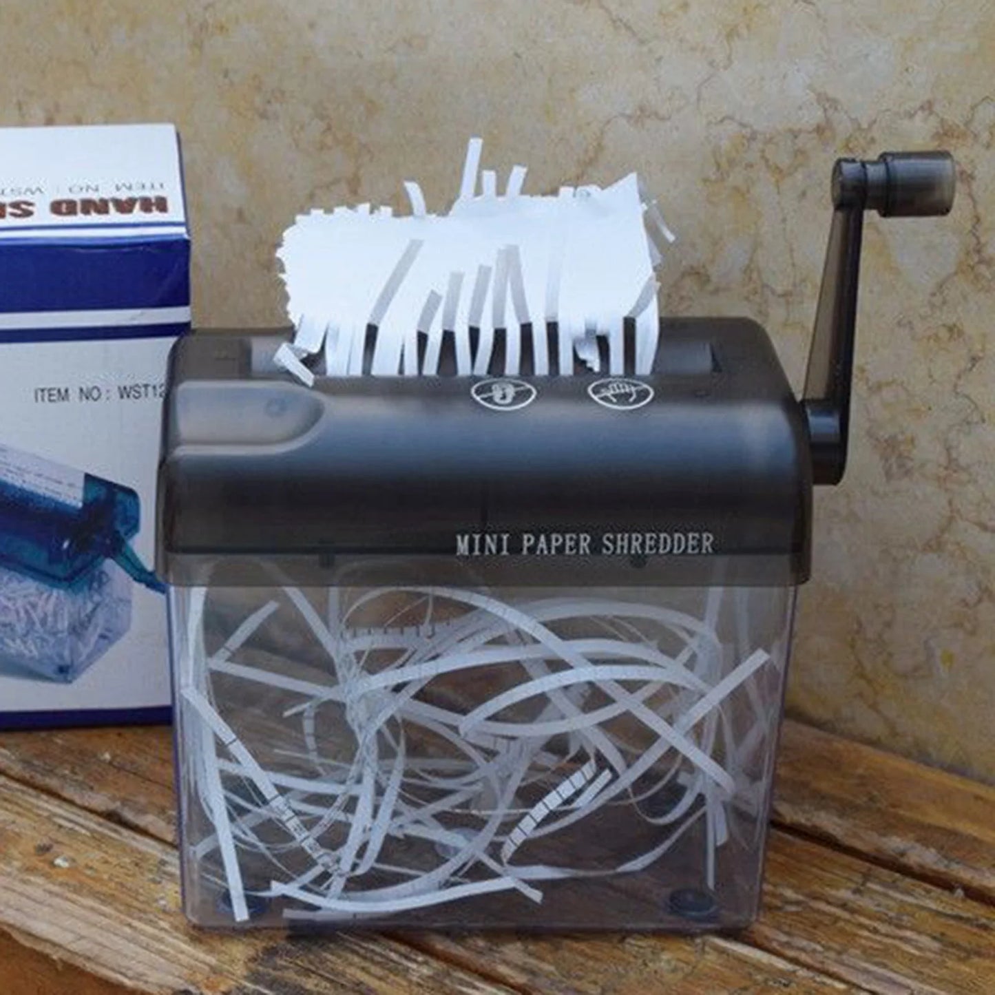 Portable Manual Paper Shredder Easy to Use with Transparent Plastic Window Bin Suitable for Home Office Shelf Peaceful Pleasures Health and Wellness Black