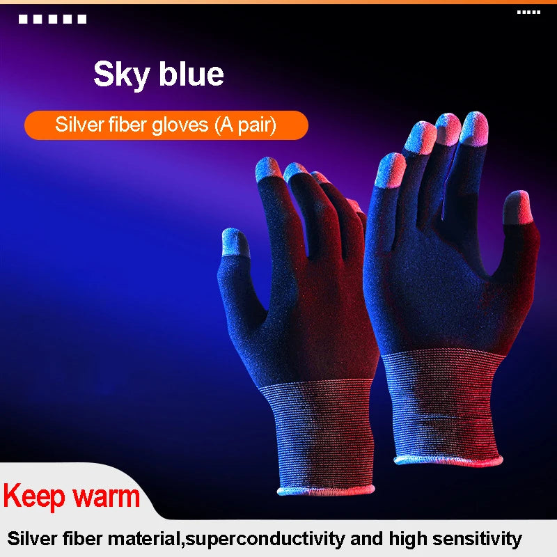 Game touch screen gloves breathable sweat-proof warm the glory of the king eat chicken e-sports hand tour five fingers gloves Peaceful Pleasures Health and Wellness Silver fiber gloves