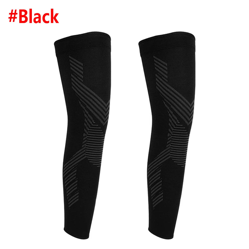 1/2PCS Compression Sports Full Leg Sleeve Length Thigh Calf Long Knee Sleeve Support For Basketball, Arthritis Men and Women Peaceful Pleasures Health and Wellness Black-2PCS XXXL