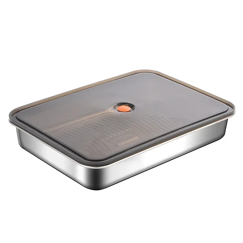 304 Stainless Steel Lunch Box With Airtight Lid Reusable Portable Airtight Food Big Capacity Dumpling Storage Fresh Box Crisper Peaceful Pleasures Health and Wellness