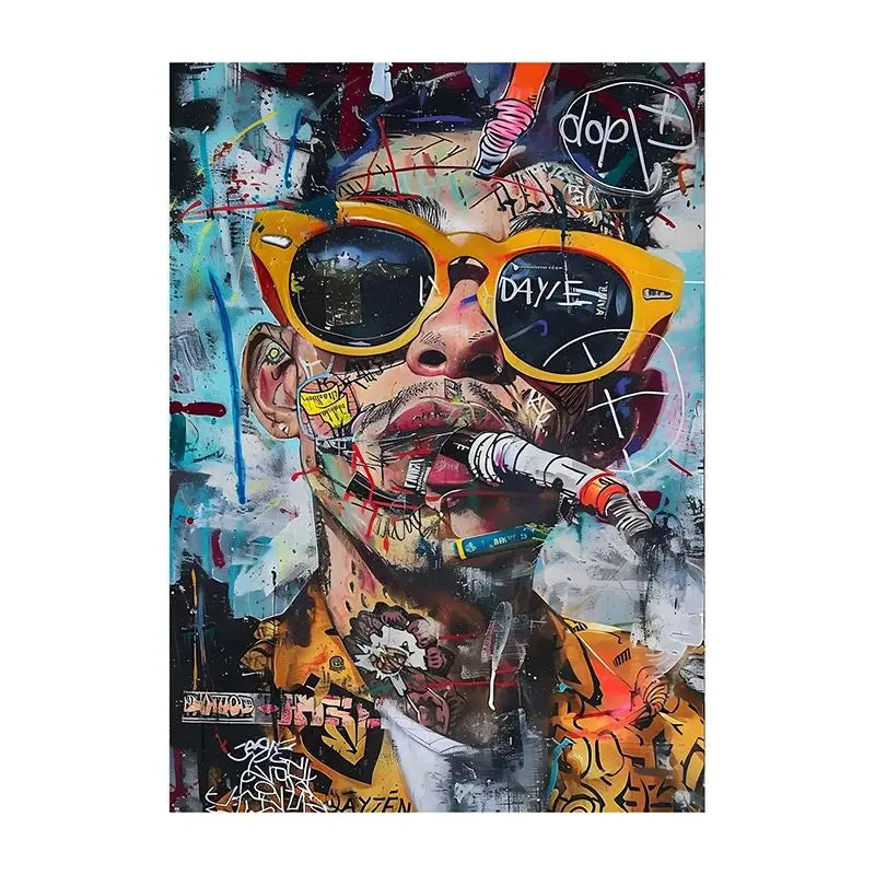 Abstract Graffiti Canvas Wall Art | Colorful Surreal Print
