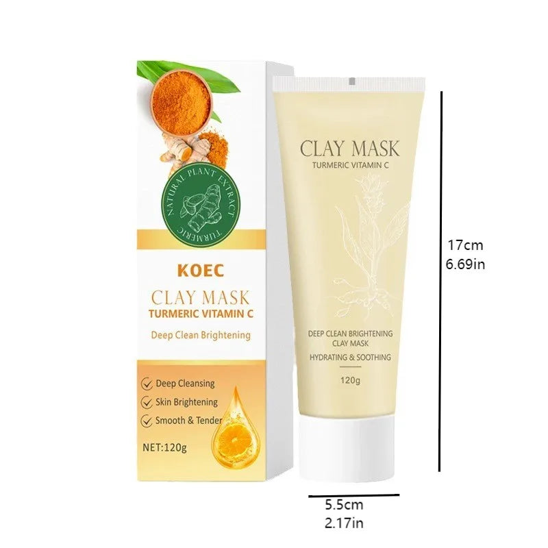 Turmeric VC/Niacamide/Clay Cleansing Mud Mask with Brush, Brightening and Blackhead-Removing Applicable Mask, nourishing the ski Peaceful Pleasures Health and Wellness