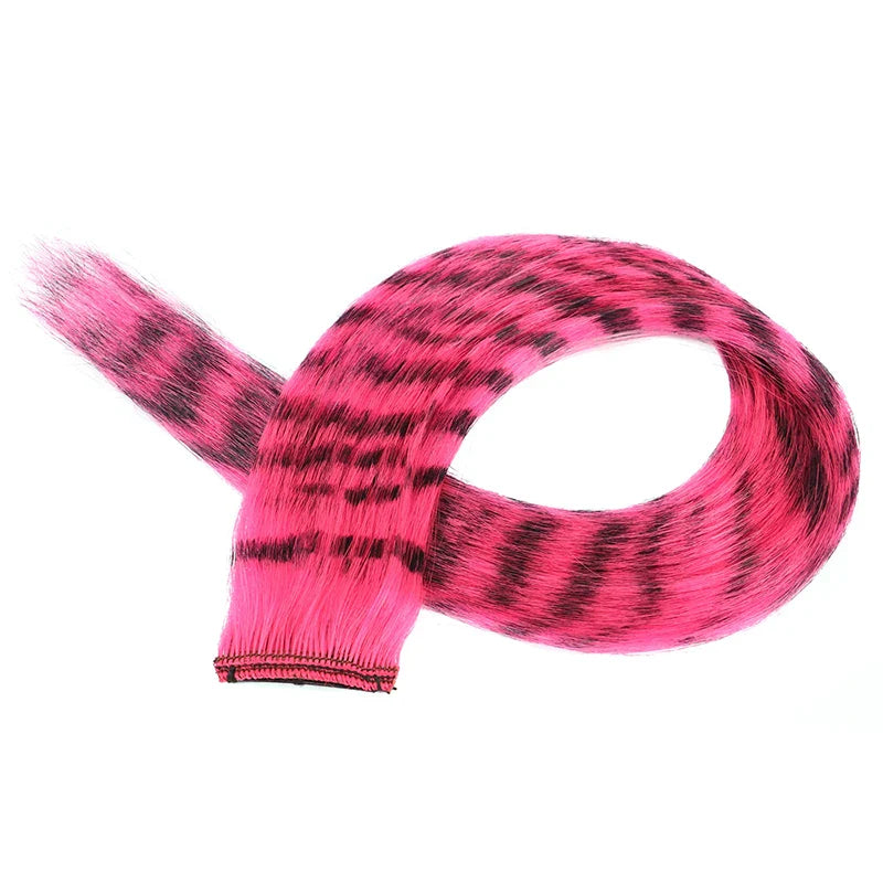 Girls Clip-On Wig Hairpiece – Stripe & Leopard Print, 18 in