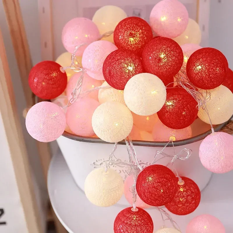 20 LED Cotton Ball String Lights – Fairy Garland Home & Garden