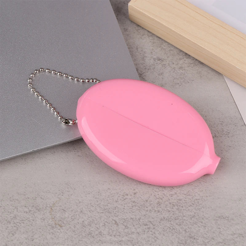 Oval PVC Coin Purse with Chain – Mini Jewelry & Coins Bag