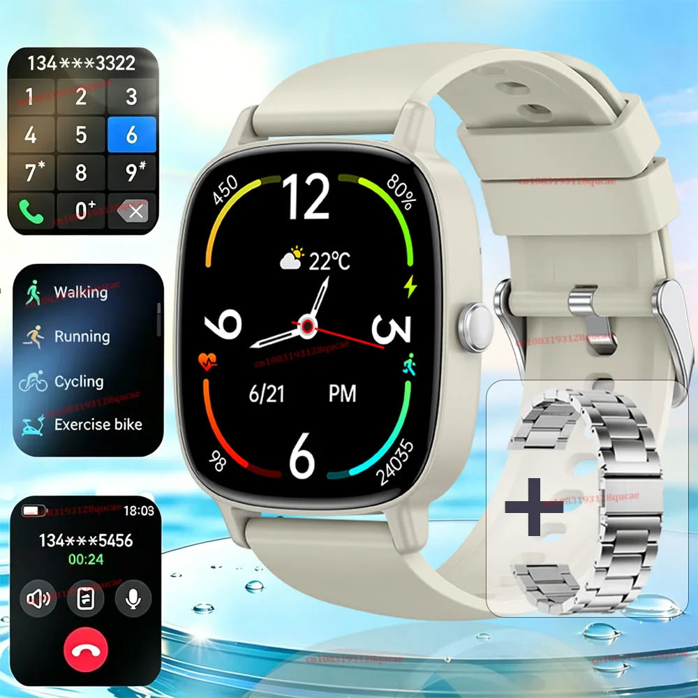 New Smart Watch Multi-sport mode Blood Pressure Sleep Health Monitoring 1.85 Inch Bluetooth Call IP68 Waterproof Smartwatch Hw12 Peaceful Pleasures Health and Wellness Silver Steel