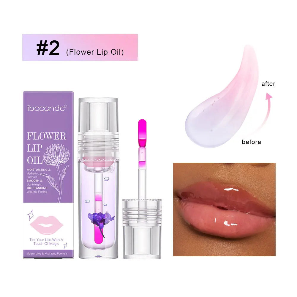Magic Color Change Lip Oil Flower Lipgloss PH Color Changing Lipoil Pink Clear Lip Glaze Liquid Moisturizing 1Piece 3.8ml Peaceful Pleasures Health and Wellness 2