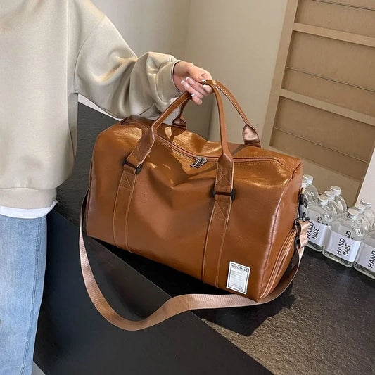 Large Capacity PU Leather Travel Duffel & Sports Fitness Bag Travel Duffel Bag Peaceful Pleasures Health and Wellness